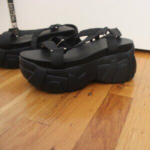 Chunky Goth Black Platform Sandals Wide Fit ASOS